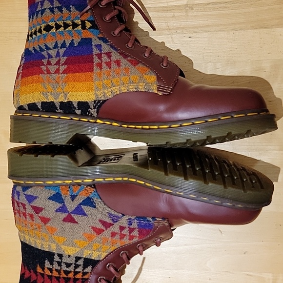 Dr. Martens × Pendleton 1460 Cherry Red Smooth Leather Boots - Picture 6 of 13